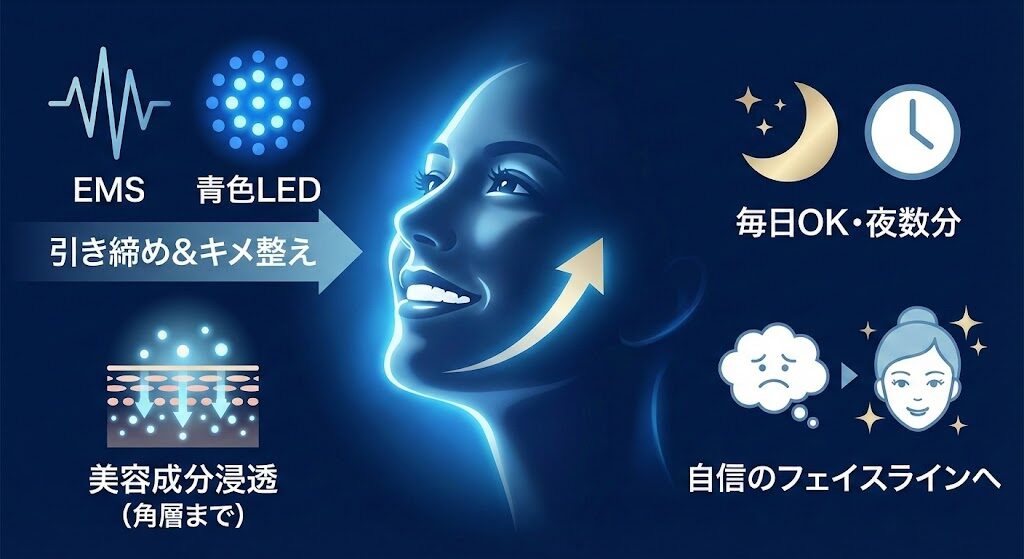 【毎日使用OK】表情筋を鍛えて引き締める「LIFTモード」