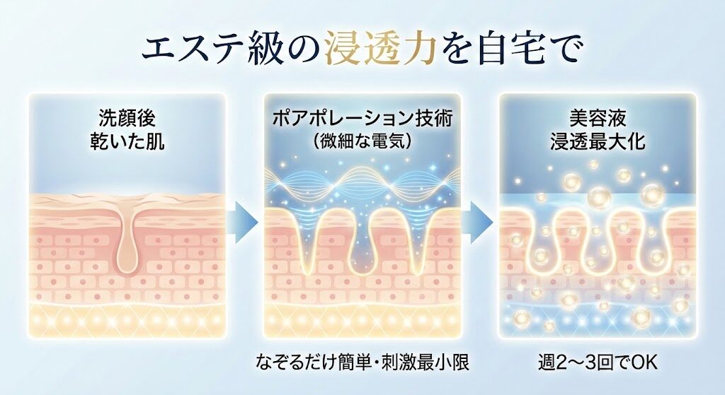 エステ級の1台6役！ポアポレーション技術でスキンケアの浸透を最大化